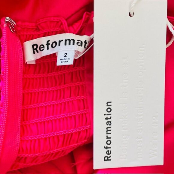 Reformation NWT Marguerite Silk Satin Midi Dress in Flambe NEW 2 - Picture 11 of 12